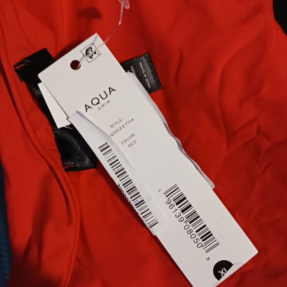 NEW Aqua Swim XL Stretch String Bikini Bottoms Black & Red Adjustable Ties 2PC - Picture 11 of 16